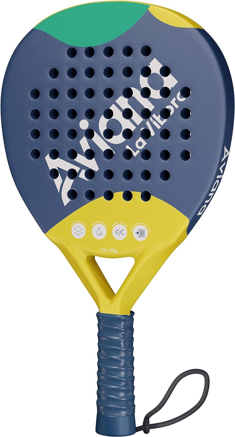 Padel Racket Rough Carbon Fiber Surface and EVA Memory Flex Foam Core, La Vibora Pala de Padel Tennis is an Ideal Paddle Racket for Beginner & Professional Players
