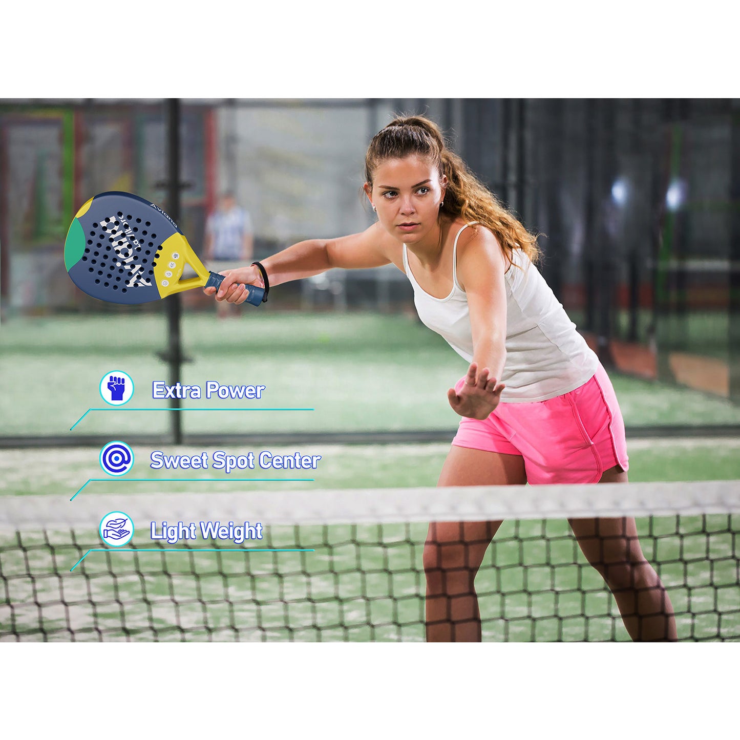 Padel Racket Rough Carbon Fiber Surface and EVA Memory Flex Foam Core, La Vibora Pala de Padel Tennis is an Ideal Paddle Racket for Beginner & Professional Players