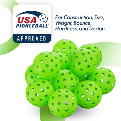 Pickleball Ball Set | Professional USAPA Approved for Sanctioned Tournament Play | 40 Holes & Specifically Designed for Outdoor Courts