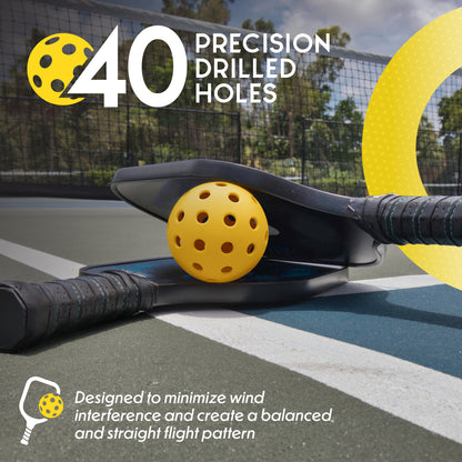 Pickleball Ball Set | Professional USAPA Approved for Sanctioned Tournament Play | 40 Holes & Specifically Designed for Outdoor Courts