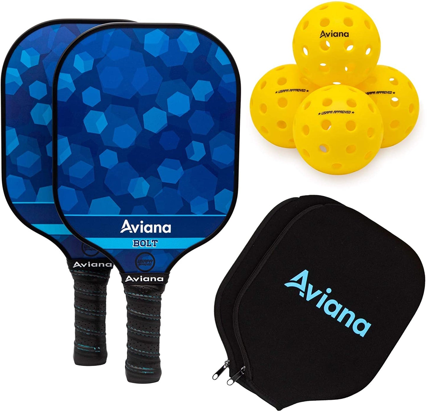 Premium Pickleball Paddle Set with 4 Outdoor Balls - Durable Graphite Face & Honeycomb Core - Ideal for Beginners and Pros USA Picklabll Approved